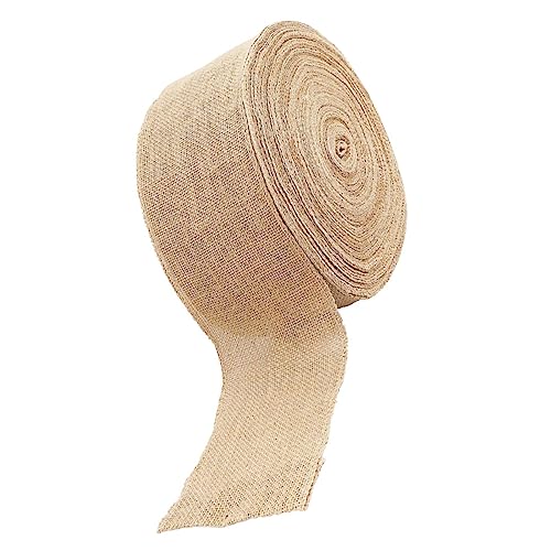 BEBEMOKO 1 rollo de cinta de tela de yute, fuerte, natural, para manualidades, decoraciones de fiestas y proyectos hechos a mano para añadir encanto rústico a tus creaciones