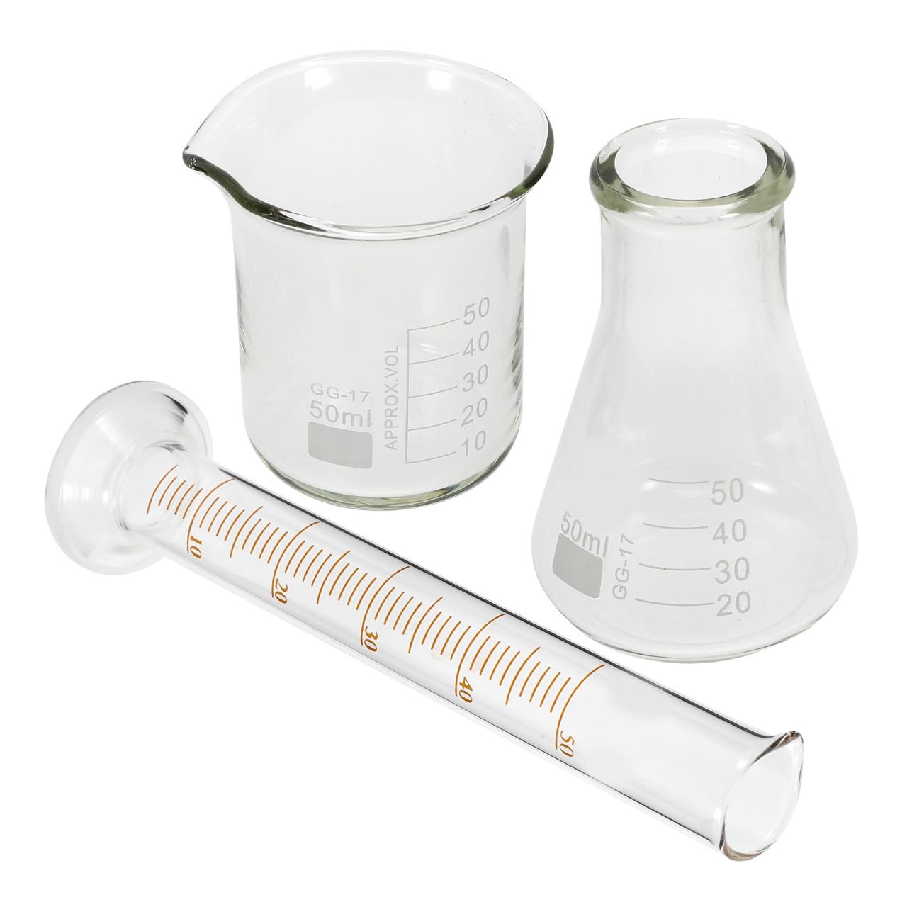 Juego de laboratorio de vidrio con matraz y probeta para biología 8