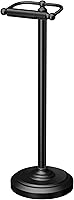 Gatco 1436MX Matte Black Freestanding Toilet Paper Holder Stand - 22" Weighted Base, Drill-Free Bathroom Floor Organizer
