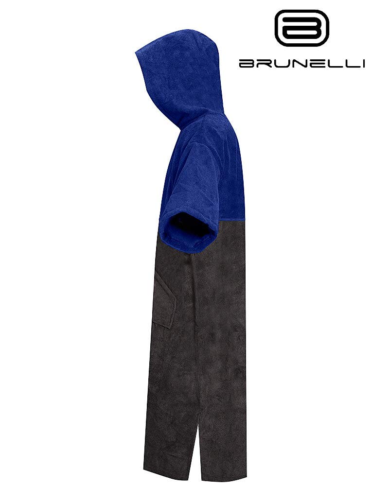 Brunelli Poncho Überzieher Bademantel Handtuch Schwimmen Kite Surfen 100% Baumwolle Grey-Blue