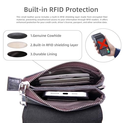 Image of Iswee Leather Crossbody Bags for Women RFID Blocking Cell Phone Purse Small Anti-Theft Zippered with Card slots