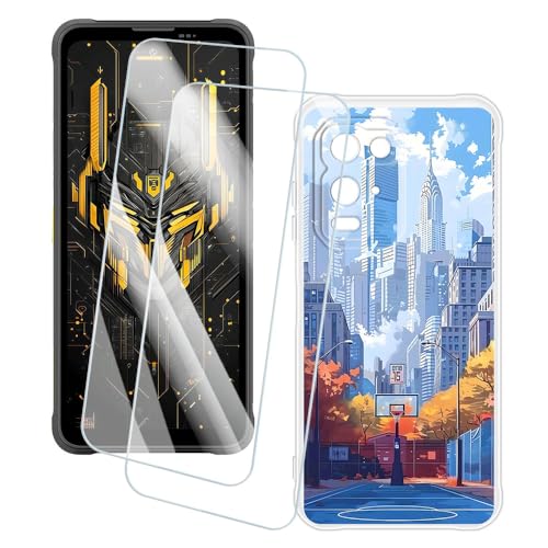 OAGELIM 2�Z�b�g �X�N���[���v���e�N�^�[ + �P�[�X Blackview Fort 5 (6.78 �C���`) �Ƃ̌݊������� �A�[�e�B�X�e�B�b�N�J�X�^���v�����g�J�o�[�Ƌ����K���X�t�B���� �X�N���b�`�h�~ (�X)
