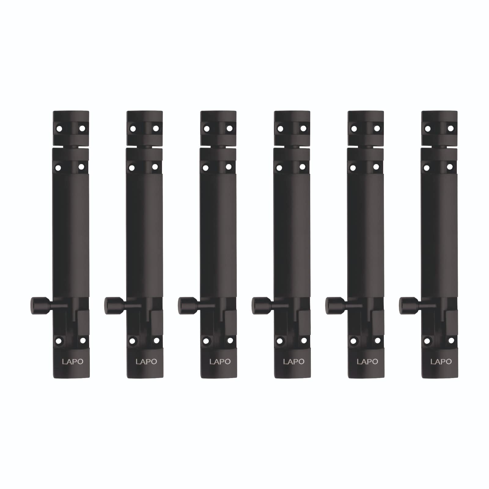 LAPO 6 Pack Heavy Duty Aluminium 8 Inch Tower Bolt for Home,Offices Doors and Windows/Tower Bolt for Main Door/Door Latch/Kundi/Chitakini/Door Latch for Main Door and Windows (Black Finish, Pack of 6)