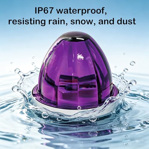 Image of 4PCS Purple Watermelon Lights, Clear Lens LED Side Marker Turn Signal Lights, Watermelon-Shaped Side Marker Tail Top Cap Roof Lights for Trailer Truck Semi-Trailer Heavy-Duty Truck Bus Van