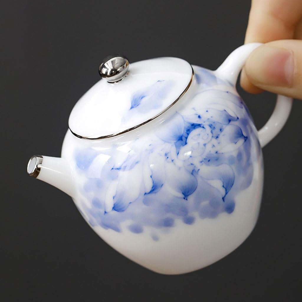 Ceramic Teapot Ceramic Hand-painted Lotus Small Teapot Exquisite Tea Kettle Single Pot Household Tea Brewer Kung Fu Tea Set Tea Pot Ceramic