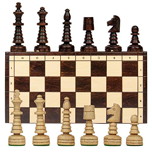 Amazinggirl Schaakspel groot schaakbord 46 cm - Kerstschaakfiguren set voor Kerstmis hoogwaardig hout