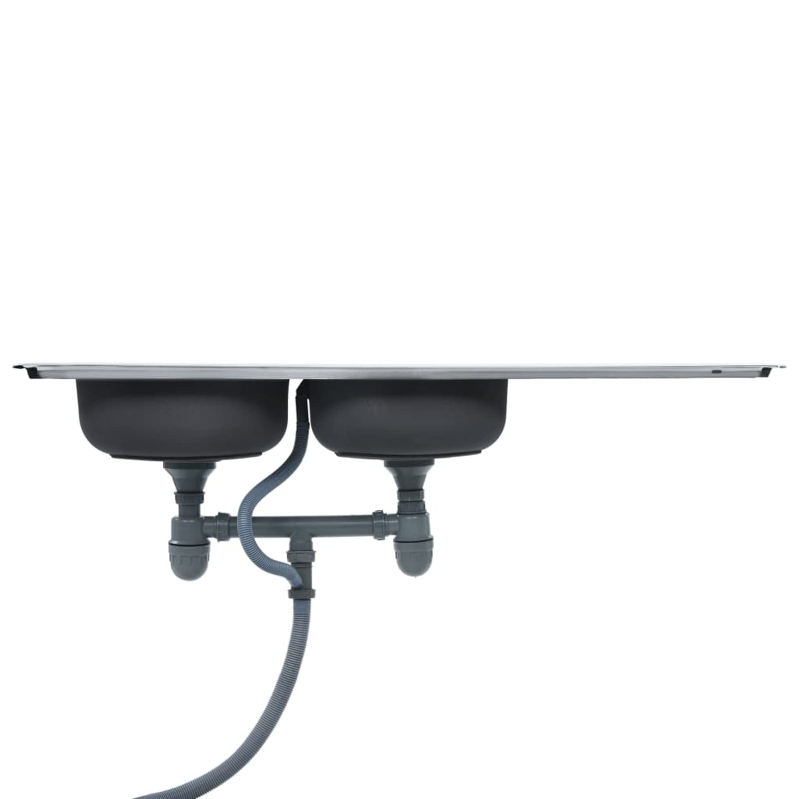 ShGaxin Fregadero de Doble Seno con colador y sifón, Mueble Pila Lavadero, Pila Fregadero Cocina, Fregadero sobre Encimera, Fregadero Baño Encimera, Picas De Cocina, de Acero Inoxidable