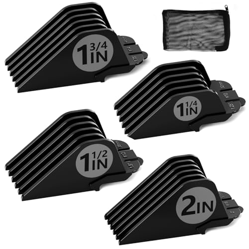 Clipper Guards Set 10 12 14 16 Compatible with Wahl Clippers 4pcs Extra Long Clipper Guides Replacement - 2 1.75 1.5 1.25 Hair Guard Clipper Black Clipper Guards for Wahl
