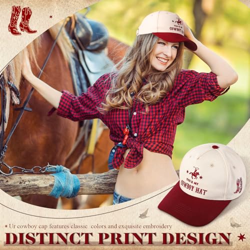 Image of JaGely Two Tone Western Cowboy /Cowgirl Trucker Hat for Women Men Gift Vintage Embroidered Country Baseball Cap