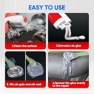 Metal Glue, Heavy Duty 2 Part Epoxy Weld Adhesive, High Strength Waterproof Repair Glue for Metal, Plastic, Ceramic, Fiberglass, Glass, Wood, Automotive, Plumbing, Construction Projects(1.76oz)