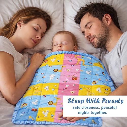 Image of Fareto Combo of Baby Bed with Net | Carry Bag | 4 Pcs Bedding Set (0-6 Months, Baby Size, Cotton) (Giffi Blue)