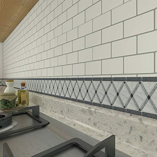 Peel And Stick Backsplash Decortaive Tile Stickers Waist Line Retro Mosaic Wall Sticker Kitchen Cabinet Toilet Border, 12.4X5 Inches(10 Sheets) #TOP5
