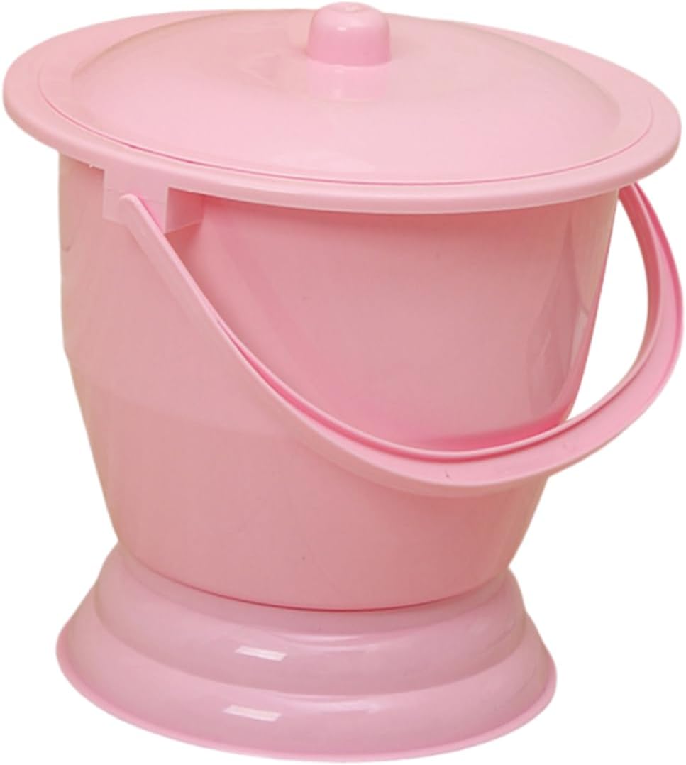 SOLUSTRE Portable Travel Urinal Potty for Boys and Girls Toddlers Men Handheld Urinal Lid Easy-clean Compact Plastic Pink