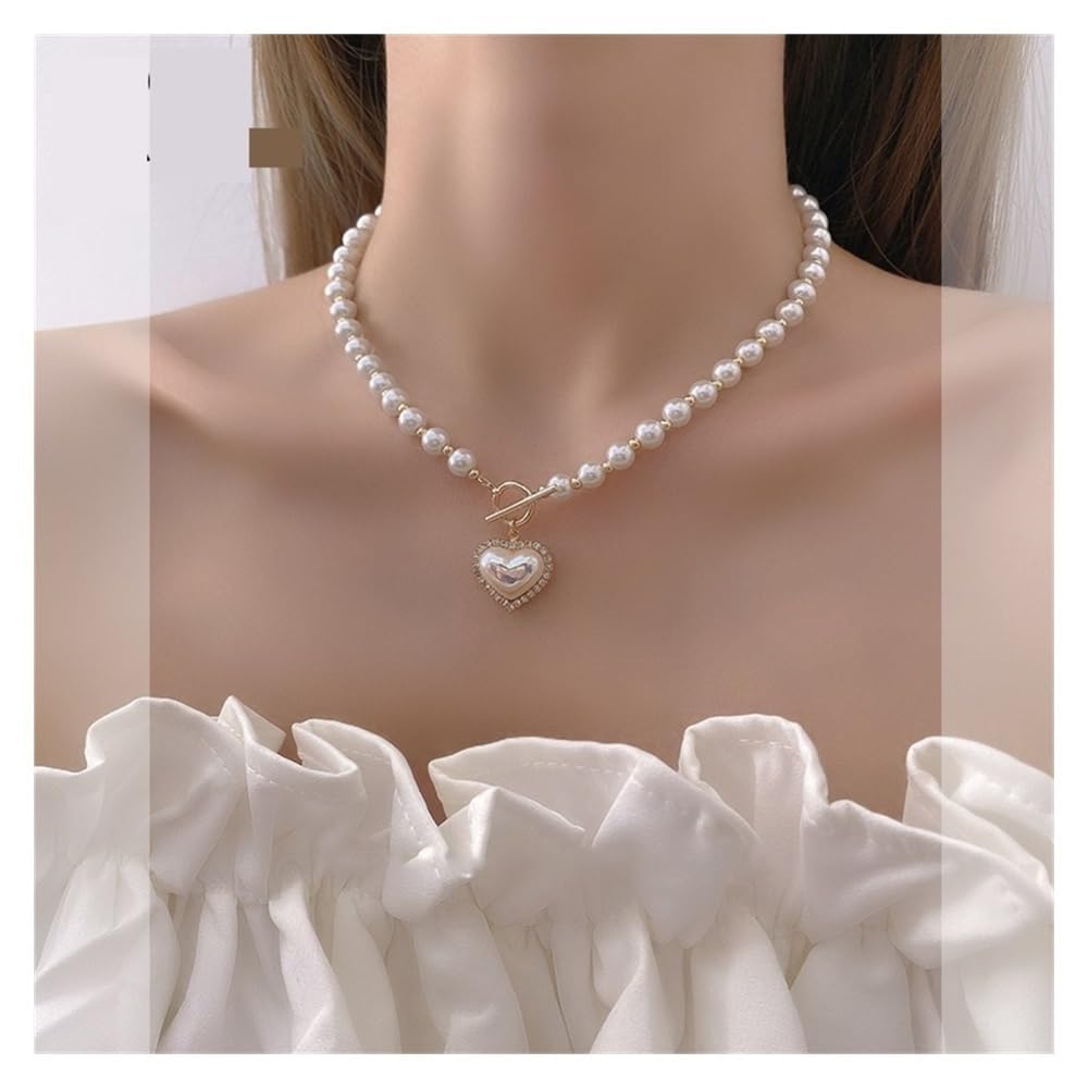 Chaîne de cou perles haut de gamme - Collier de niche et chaîne de clavicule cœur