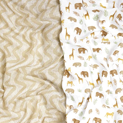 Image of aden + anais Essentials Swaddle Blanket, Muslin Blankets for Girls & Boys, Baby Receiving Swaddles, Newborn Gifts, Infant Shower Items, 2 Pack, Tanzania