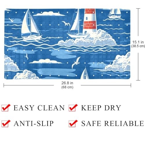 Tapete de bañera extralargo Blue Ocean con ventosas antideslizantes 5