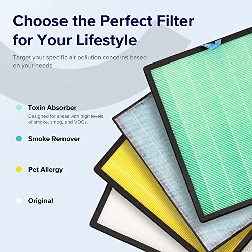 Image of LEVOIT Genuine Vital 100S-P Air Purifier Toxin Absorber Replacement Filter, Supports HEPA Sleep Mode, HighEfficiency Activated Carbon for Removal of Odor, Pollen, Vital 100S-RF-TX, Green (Pack of 10)