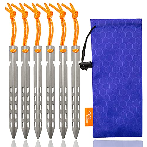 TiTo 6 Pack Titanium Tent Stakes 10X10X160mm V-Shaped...