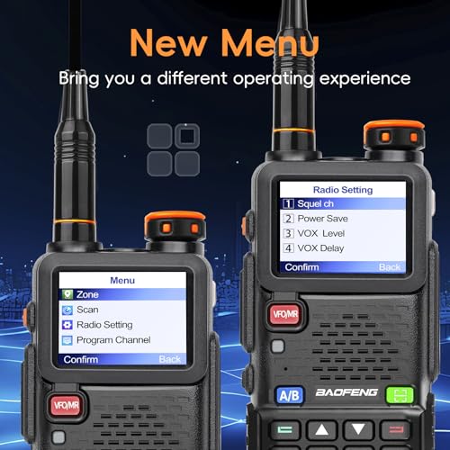 Image of BAOFENG BF-5RH PRO GPS /APRS 10Ｗ Ham Handheld Radio, Multi-Band Long Range Two-Way Radio with 18.89'' Tactical Antenna, Aviation /VHF /UHF / 1.25m Scanner, NOAA 5RM Walkie Talkies Type-C Charging,2 Pack