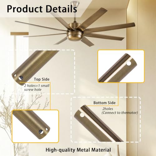 Image of 12 Inch Ceiling Fan Extension Rod, 1 Inch Outside Diameter Not Threaded Ceiling Fan Downrod for a Wide Range of Fans (Brushed Bronze)