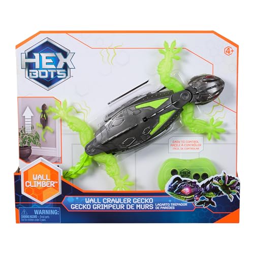 Hex Bots - Gecko Radiocommandé Qui Rampe Sur Le Sol Et Les Murs - Lézard Télécommandé Avec Yeux Lumineux - Pilotage Facile - Câble USB Inclus - Jouet Enfant 4 Ans et +