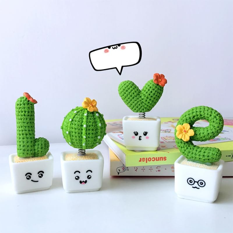 Keenso Ornament, Exquisite Fine Workmanship Mini Potted Resin Car Decoration with Swing Springs, for Car Dashboard Home Office Desk Decor (Love)