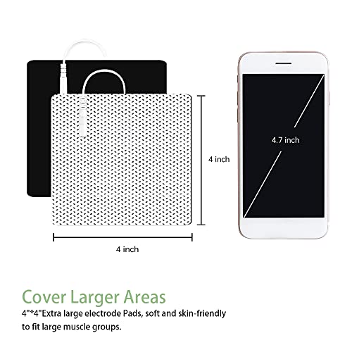 Image of 4X4 inch Large TENS Unit Replacement Pads for Waist and Lower Back Pain Relief Thicked TENS Unit Pads Self-Adhesive SM Electrode Pads Compatible with TENS 7000, AUVON TENS- 6 PCS