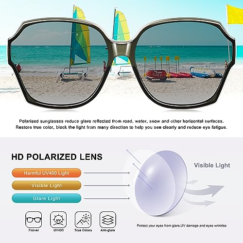 Square Fit Over Glasses Sunglasses for Women, Polarized Sunglasses Wear Over Prescription Glasses UV Protection3