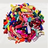 100pcs Colorful Elastic Hair Ties Candy Color Ribbon No Crease Ponytail Holder Yoga Twist Elastics...