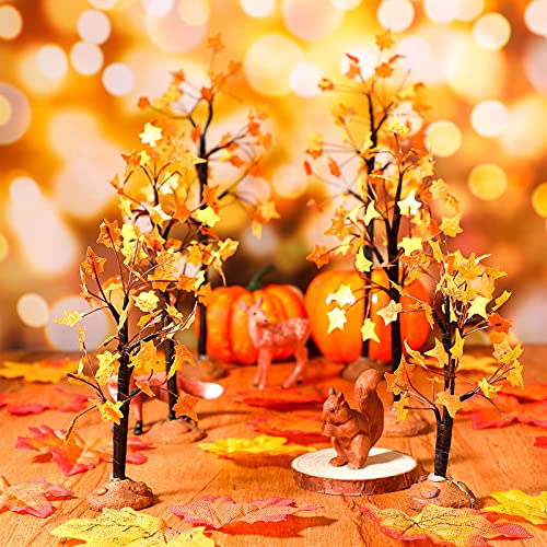 Village Autumn Maple Trees Artificial Maple Tree Tabletop Fall Fake Maple Tree For Thanksgiving Harvest Home Wedding Fall Party Decoration (Beautiful Style,6 Pieces) #TOP4