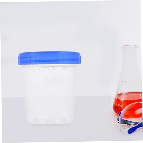 Miniatura 2 de SOLUSTRE 15pcs Measuring Cup Urine Cup Specimen Cup with Lid Sample Seal Cups Containers with Lids Pet Plastic Container with Lid Liquid Sample