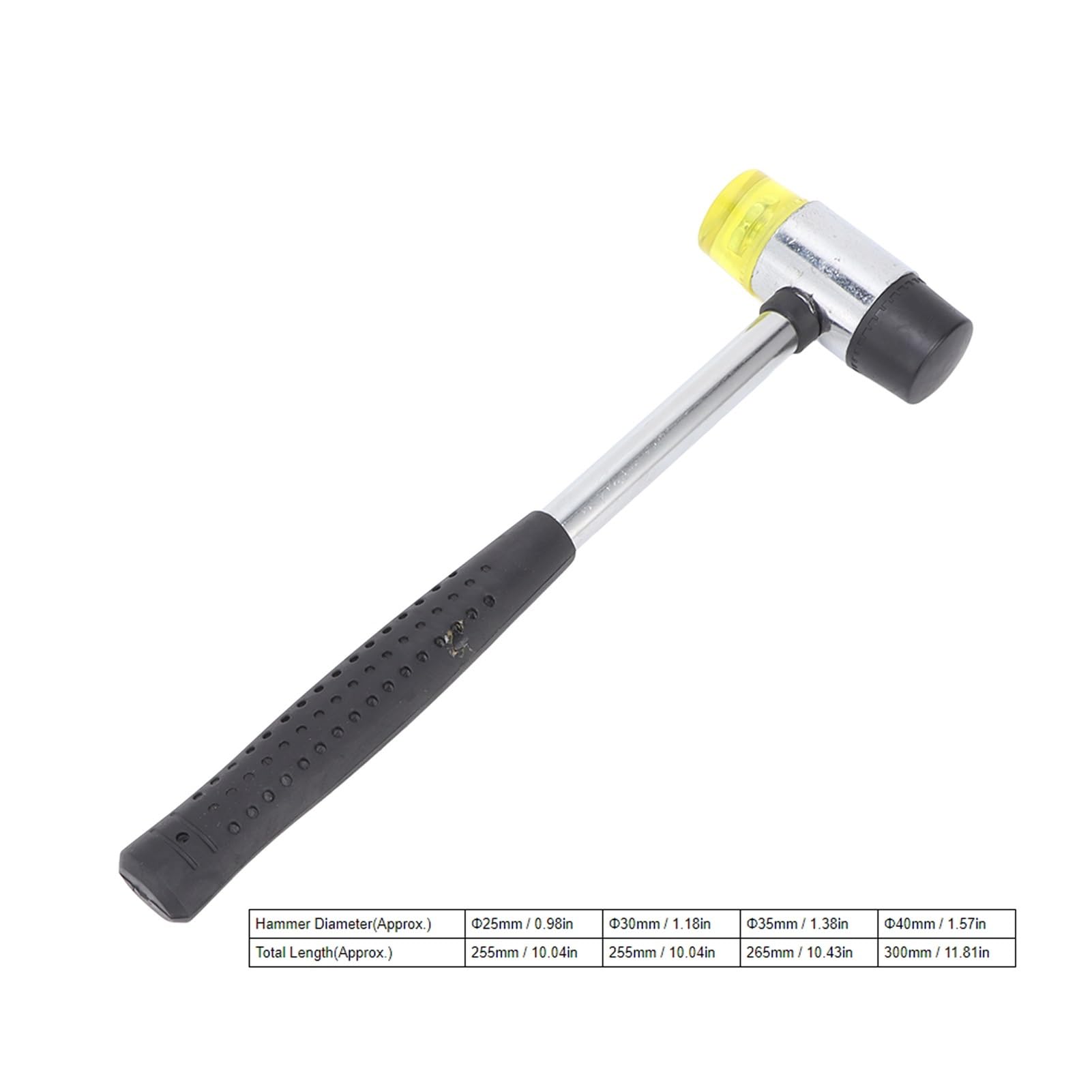 Martillo de goma de instalación | Herramienta manual con mango de tubo de acero, mazo de doble cara(40mm)