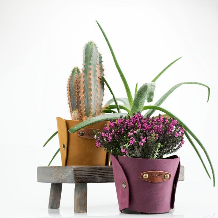 Miniatura 4 de EFOLKI Cubierta de cuero interior para decoración del hogar, maceta de cuero, cubierta de florero