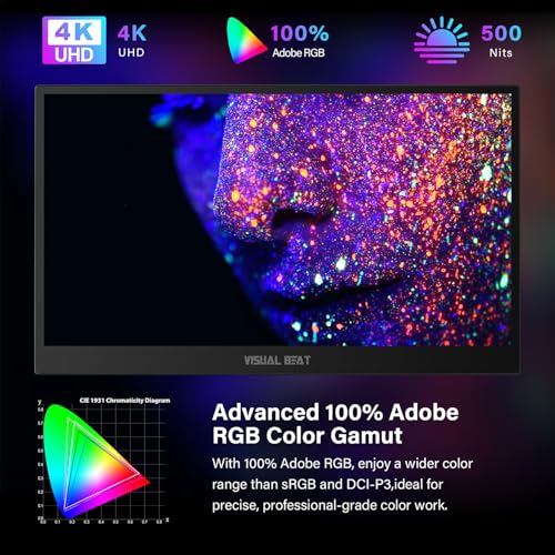 Image of 17.3'' 4K Portable Touchscreen Monitor, UHD 500Nits 100% AdobeRGB IPS HDR Travel Display, USB, Type-C & HDMI, Dual Speakers, VESA & Smart Cover - for Laptop PC Phone PS4 /5 Xbox etc.
