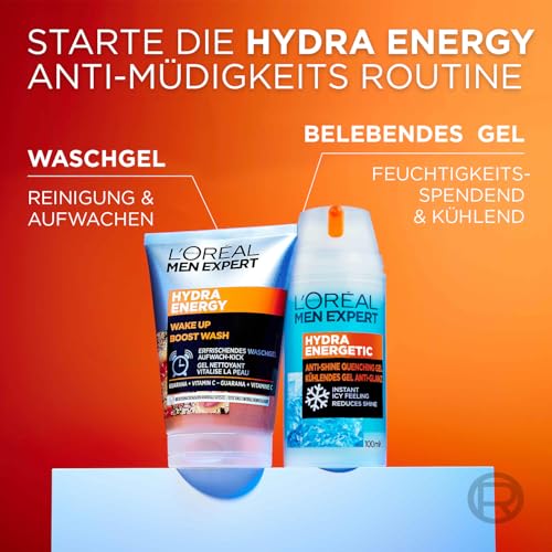 L'Oréal Men Expert XXL kühlende Gesichtspflege Anti-Glanz für Männer, Erfrischendes und mattierendes Gesichtsgel, Gesichtscreme für Herren, Hydra Energy, [Amazon Exclusive], 1 x 100 ml