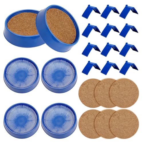GOOPESTRY 24Pcs Pigeon Supplies Set 6Pcs Plastic Pigeon Nest Bowl with 12Pcs Dove Rest Stand 6Pcs Round Coconut Fibre Pigeon Nest Mat for Parakeet Chicken Pigeon Hatching Bedding Accessories
