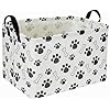 Rectangular Dog Basket,Dog Toy Bin,Dog Storage Basket Organizer.Waterproof PE Coating Puppy Storage Bin with Handles.Dog room decor,Dog Toys,Books,Kid’s Gifts basket. (Dog Paw)
