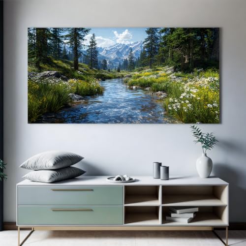 Image of Large Green Landscape Botanical Canvas Wall Art For Living Room Prints29X58