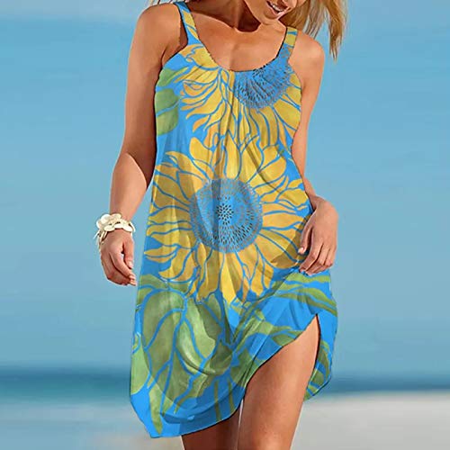 Vestidos de verão para mulheres, bandeira americana, sexy, sem mangas, boho, floral, frente única, v