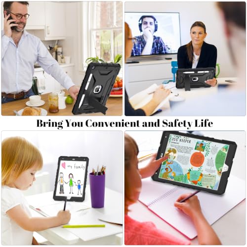 Image of Case for iPad 9th /8th /7th Generation 10.2 Inch, Black | Kickstand, Slim, Heavy Duty, Shockproof, Rugged Protective Case Cover