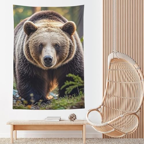 Tapisserie murale ours vintage deco textile legere pour masquer mur abime