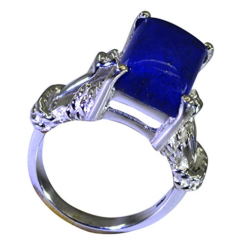 Bague de mère lapis-lazuli rectangle argent ajustable de taille H à Z