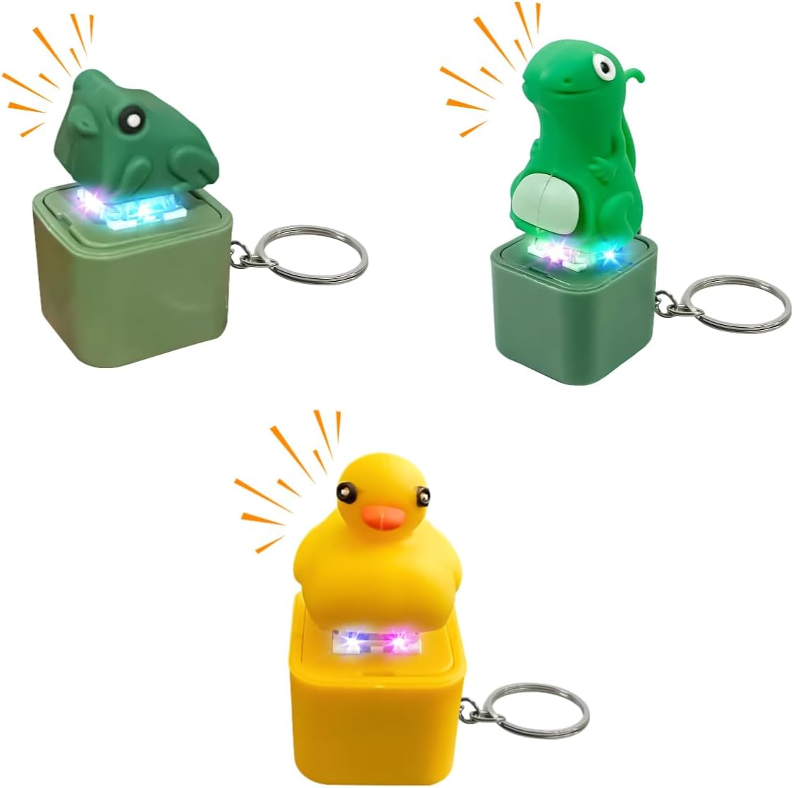 Funny Stress Reliever Keychain with Clicker Lizard Button Keychain with Tonal Light,Clicky Toy Stress Reliever Portable USB Rechargeable for Kids Adults Programmers