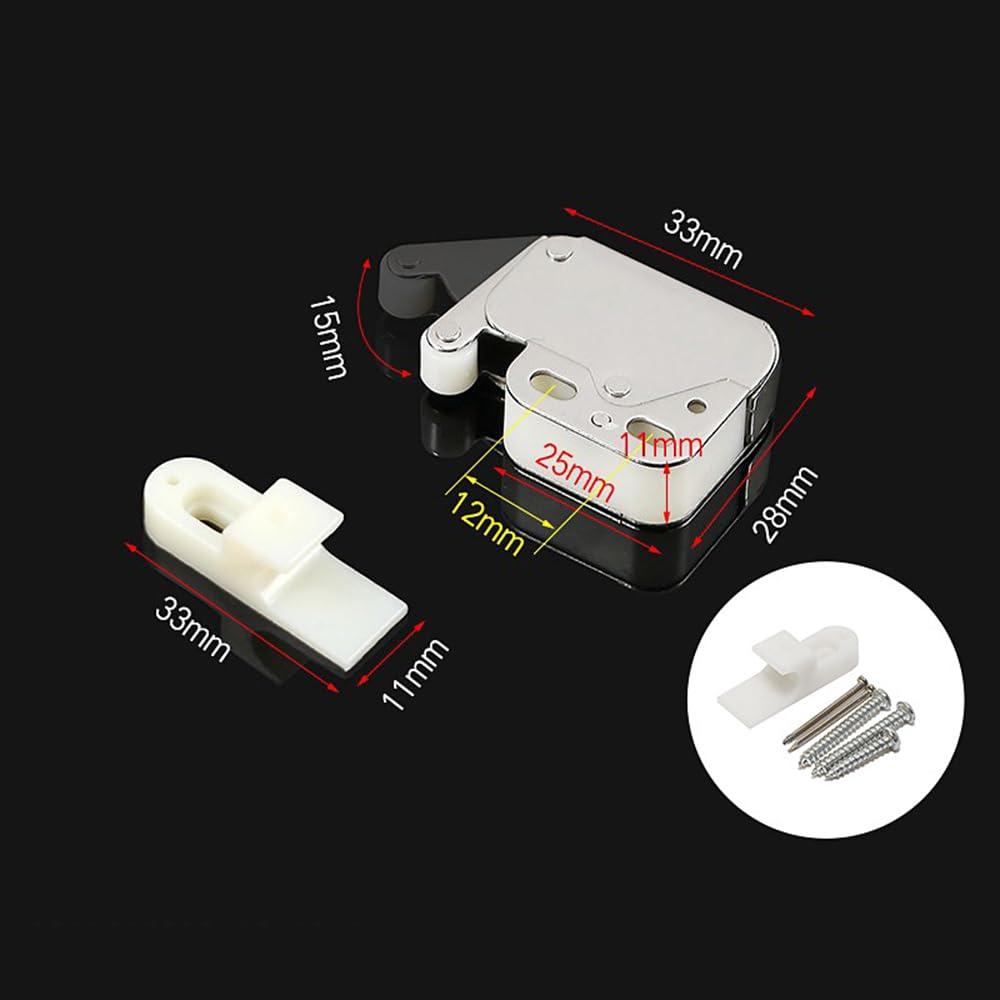 YUNYAN Pack of 6 Door Lock Locking Cabinets Door Catch Latch Push Lock Door with Screws Furniture Catch Spring Lock for Kitchen Cabinet Wardrobe - Image 2
