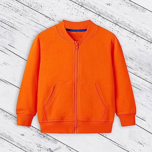 Toddler Boys Jacket Toddler Kids Baby Outwear Long Sleeve Round Neck Solid Color Jacket Zipper (Orange, 7-8 Years)2