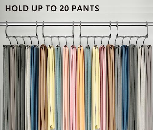 Suoco Pants Hangers Space Saving 4 Pack, Hold 20 Pants, Multi Purpose Closet Organizer Rack For Trouser Scarf Legging #TOP3