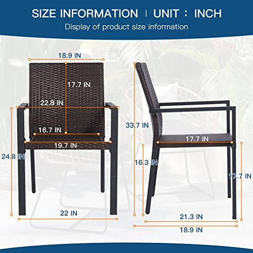 Paylesshere 2 Pcs Wicker Patio Dining Chairs All-Weather Pe Rattan Wicker Chairs Outdoor Arm Chairs Patio Furniture Set Indoor-Outdoor Chair For Backyard Lawn & Garden Resistant, Brown #TOP2