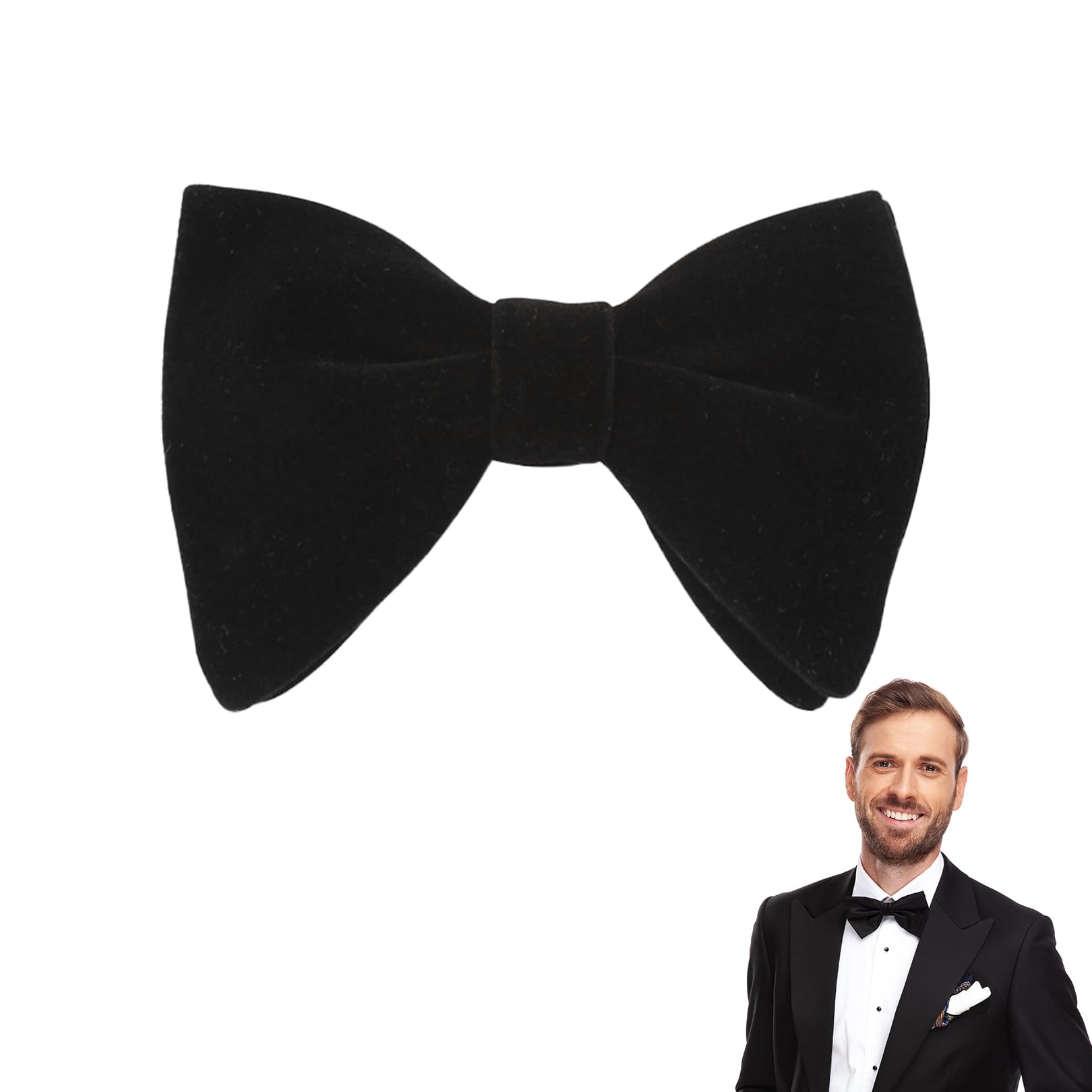 CYMYGS Mens Velvet Bow Tie, Adjustable Pre-Tied Bowtie, Velvet Ties Gentleman Style, Luxury Wedding Accessory for Groom, Tuxedo, Birthday, Formal,Reusable Solid Gentleman's Bow Tie (Black)