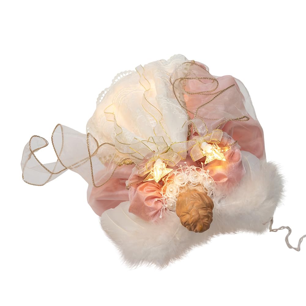 Kurt Adler Cimier d'ange UL 10 lumières Rose et Ivoire 35,6 cm