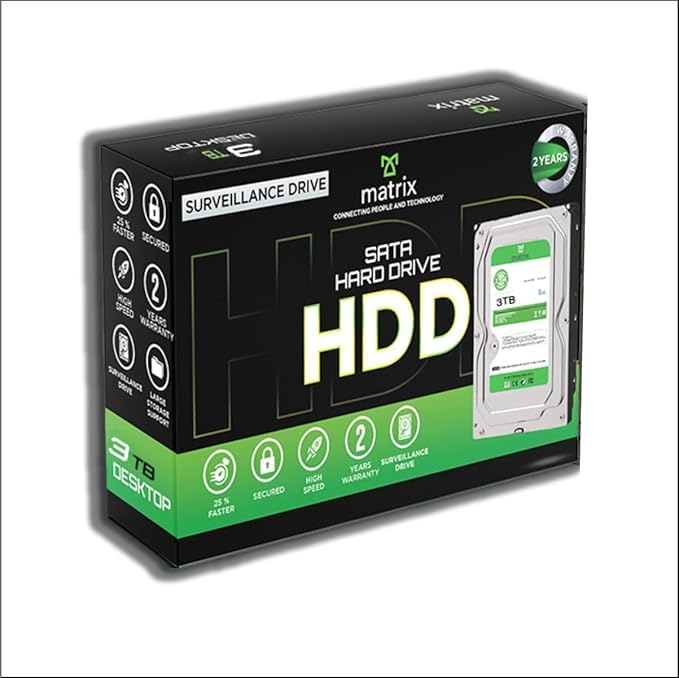 Matrix 3TB SATA Hard Drive for Desktop (HDD) 3.5 Inch SATA 6 GB/s 7200 RPM, 2 Year Warranty